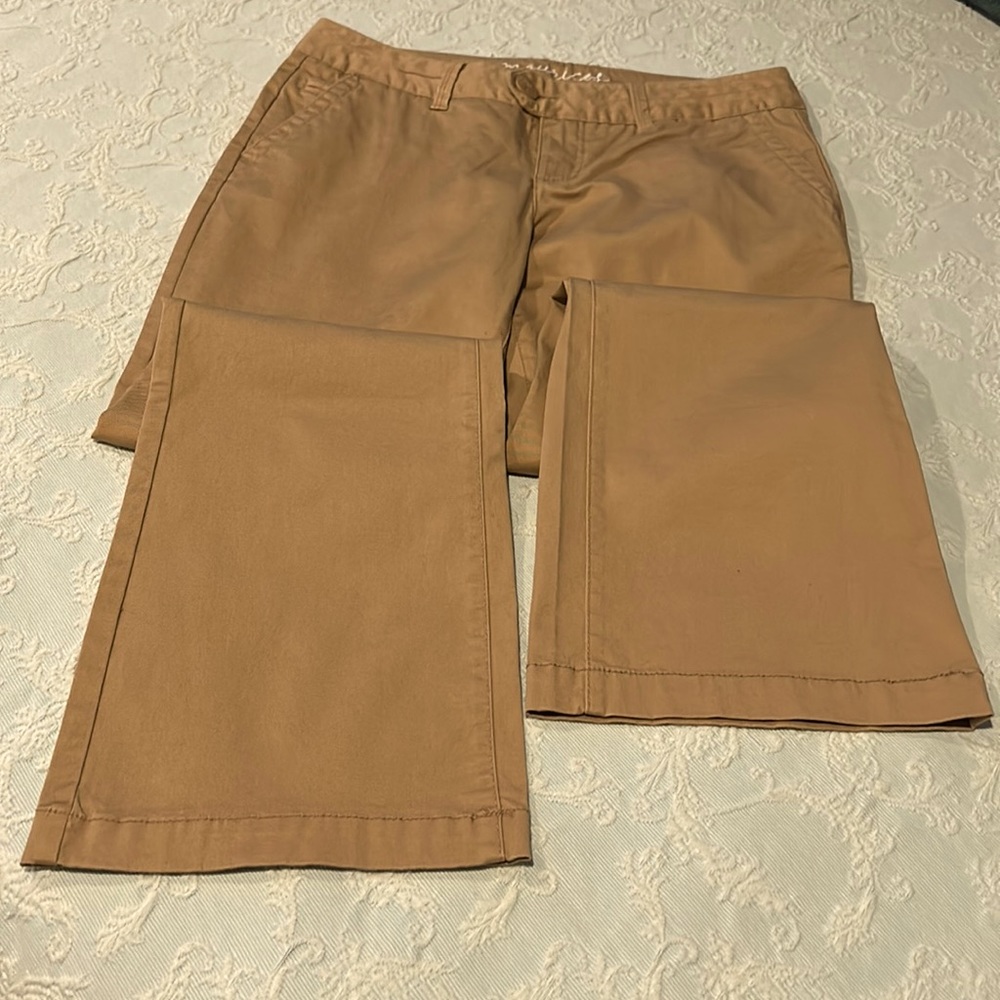 MAURICES Junior's Khaki 5-Pocket-Flare Leg-Mid-Rise Pants Sz 7/8 Sht NWOT